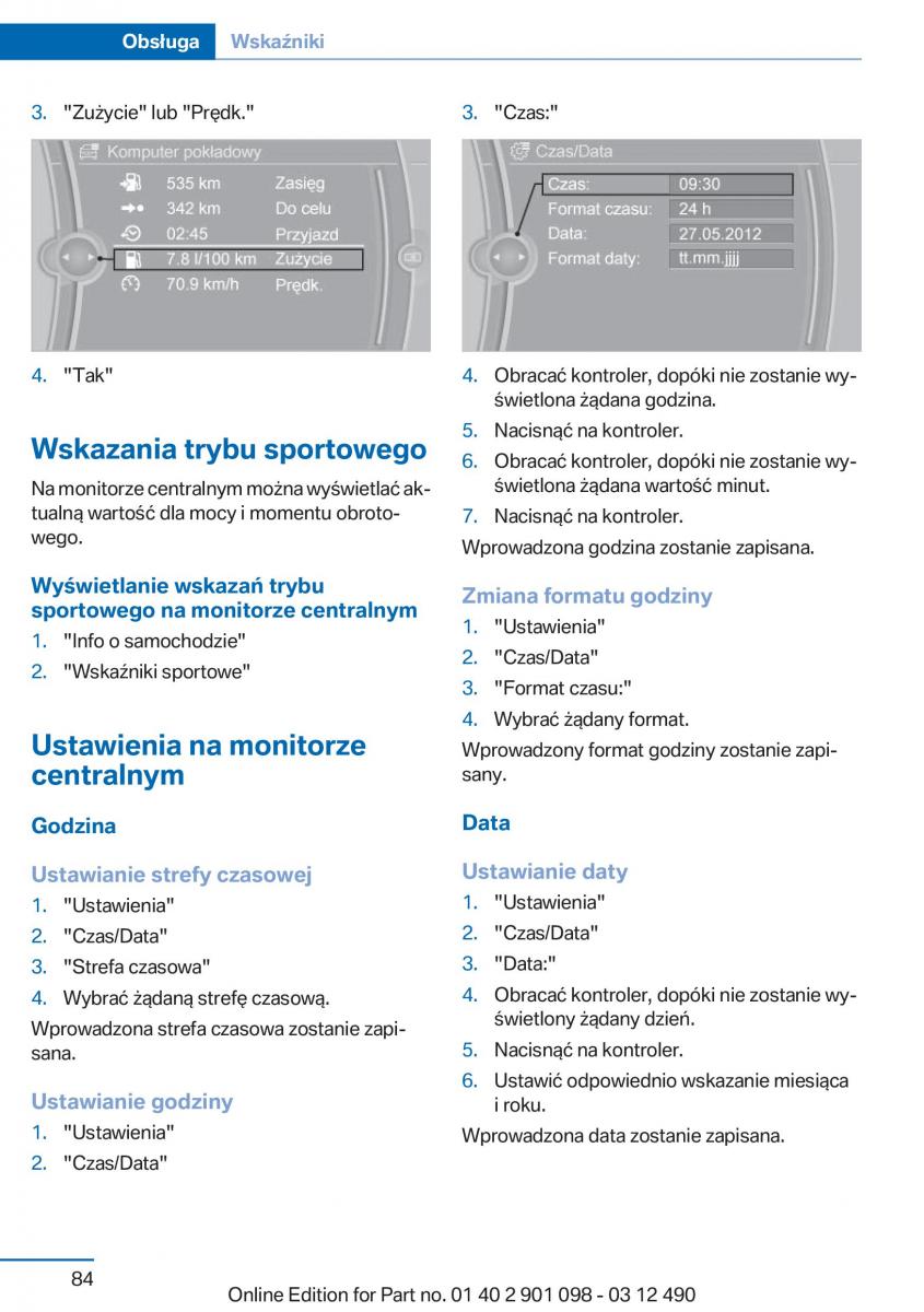 BMW 3 F30 instrukcja obslugi / page 84