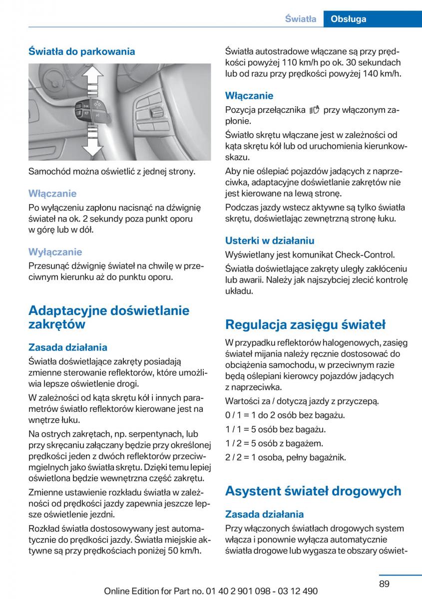 BMW 3 F30 instrukcja obslugi / page 89