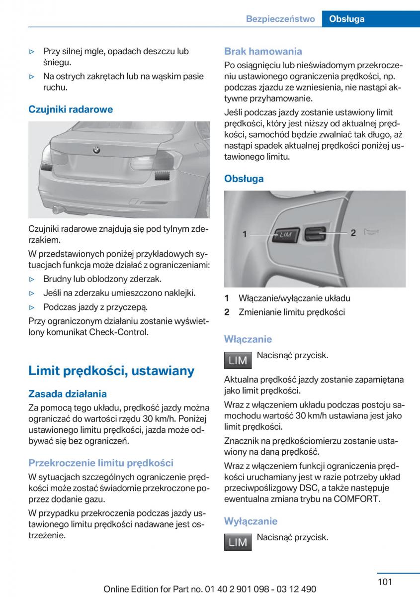 BMW 3 F30 instrukcja obslugi / page 101