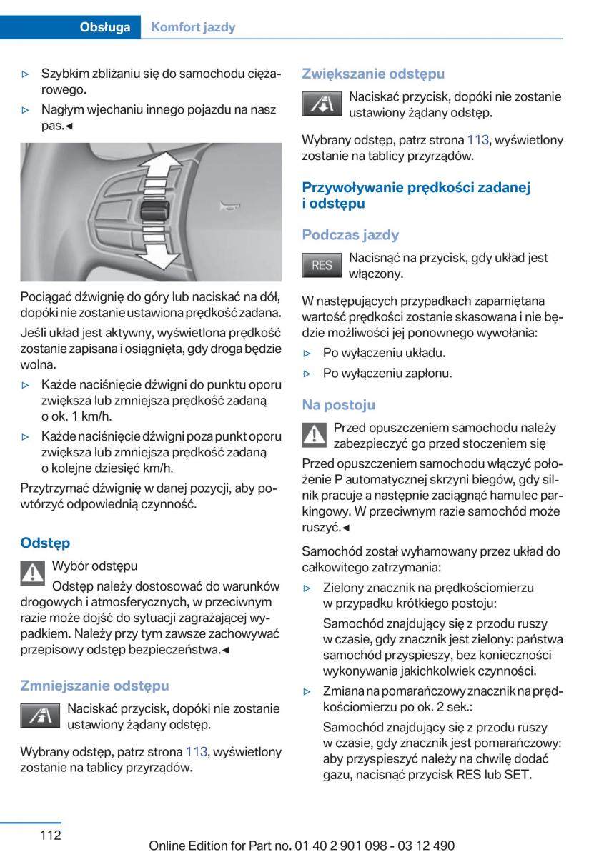 BMW 3 F30 instrukcja obslugi / page 112