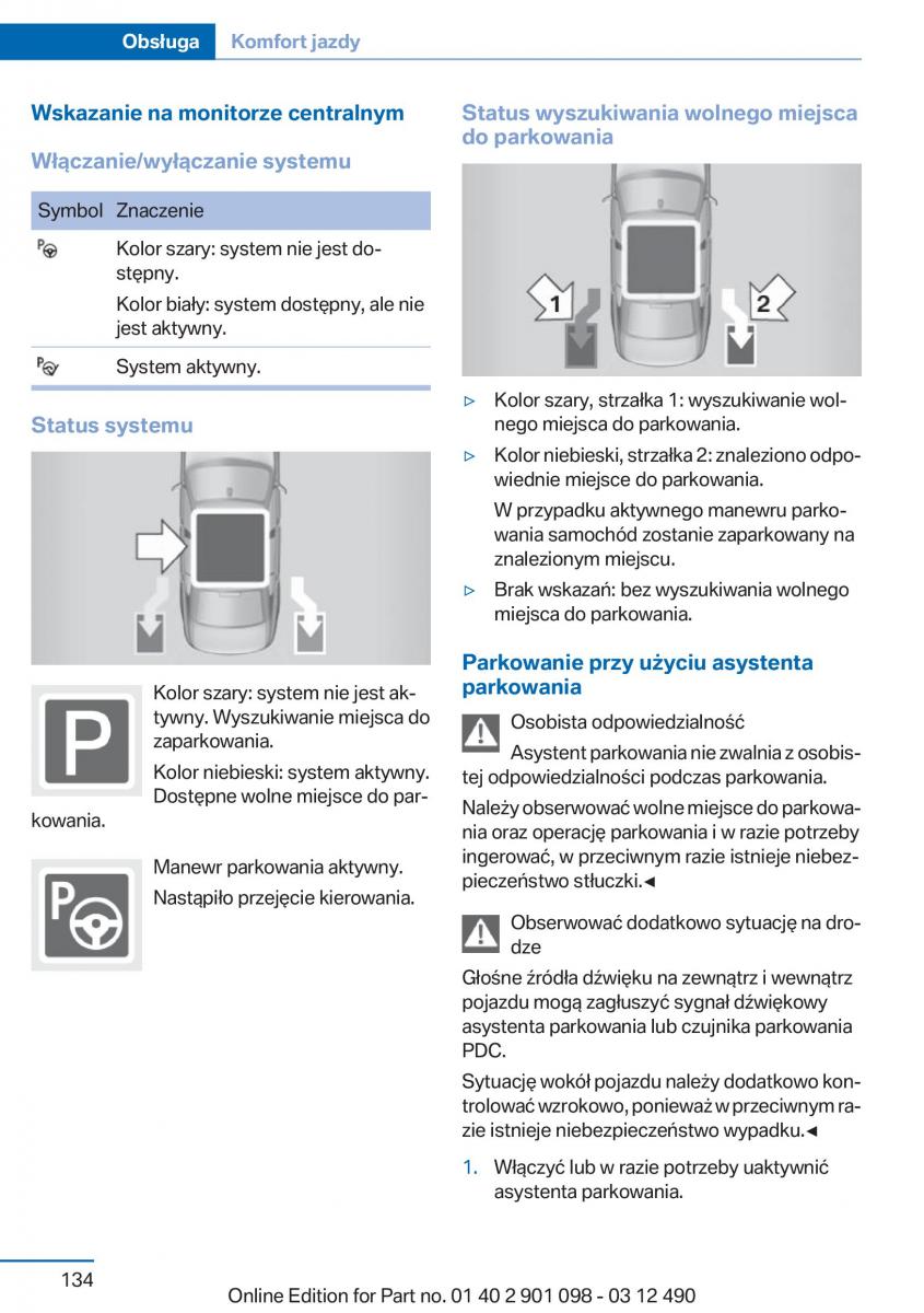 BMW 3 F30 instrukcja obslugi / page 134