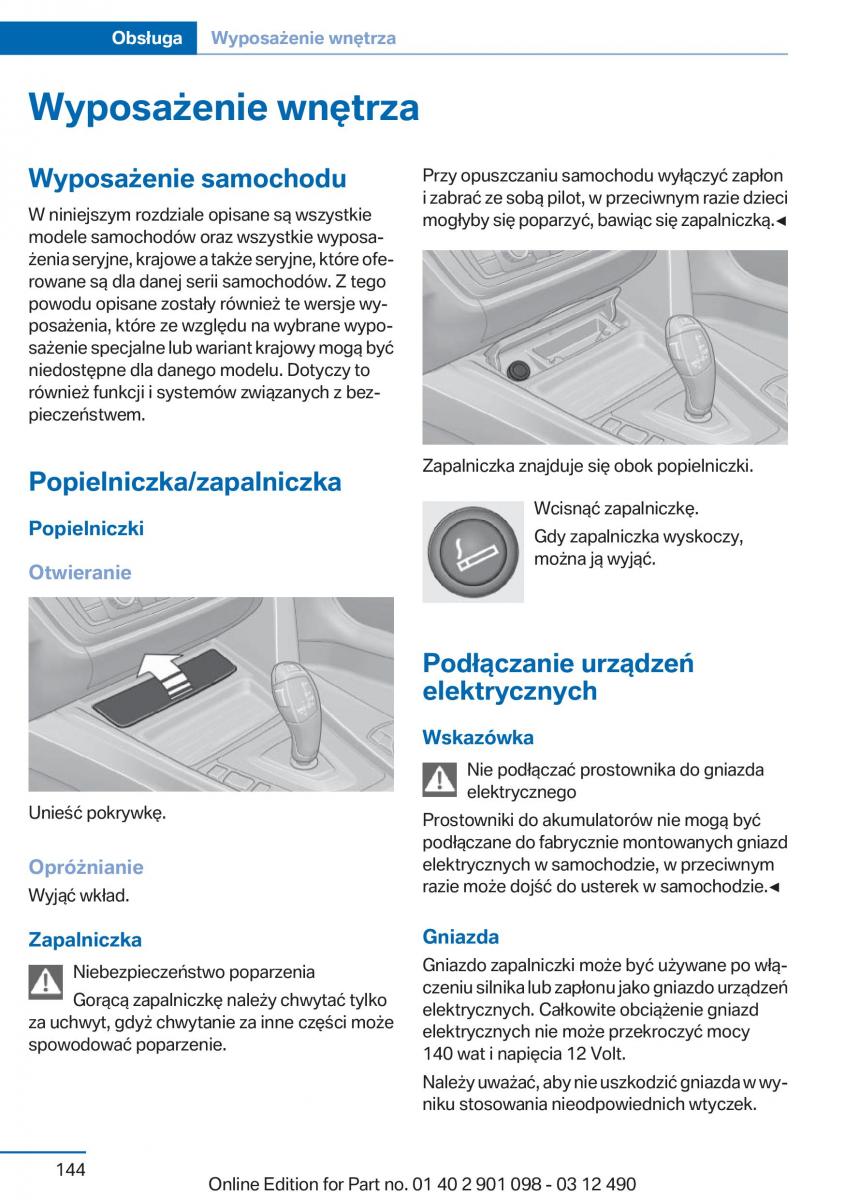 BMW 3 F30 instrukcja obslugi / page 144