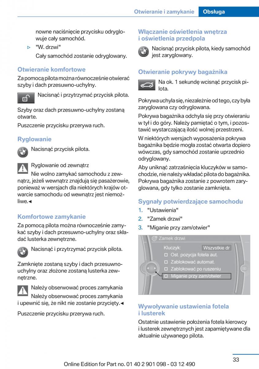 BMW 3 F30 instrukcja obslugi / page 33