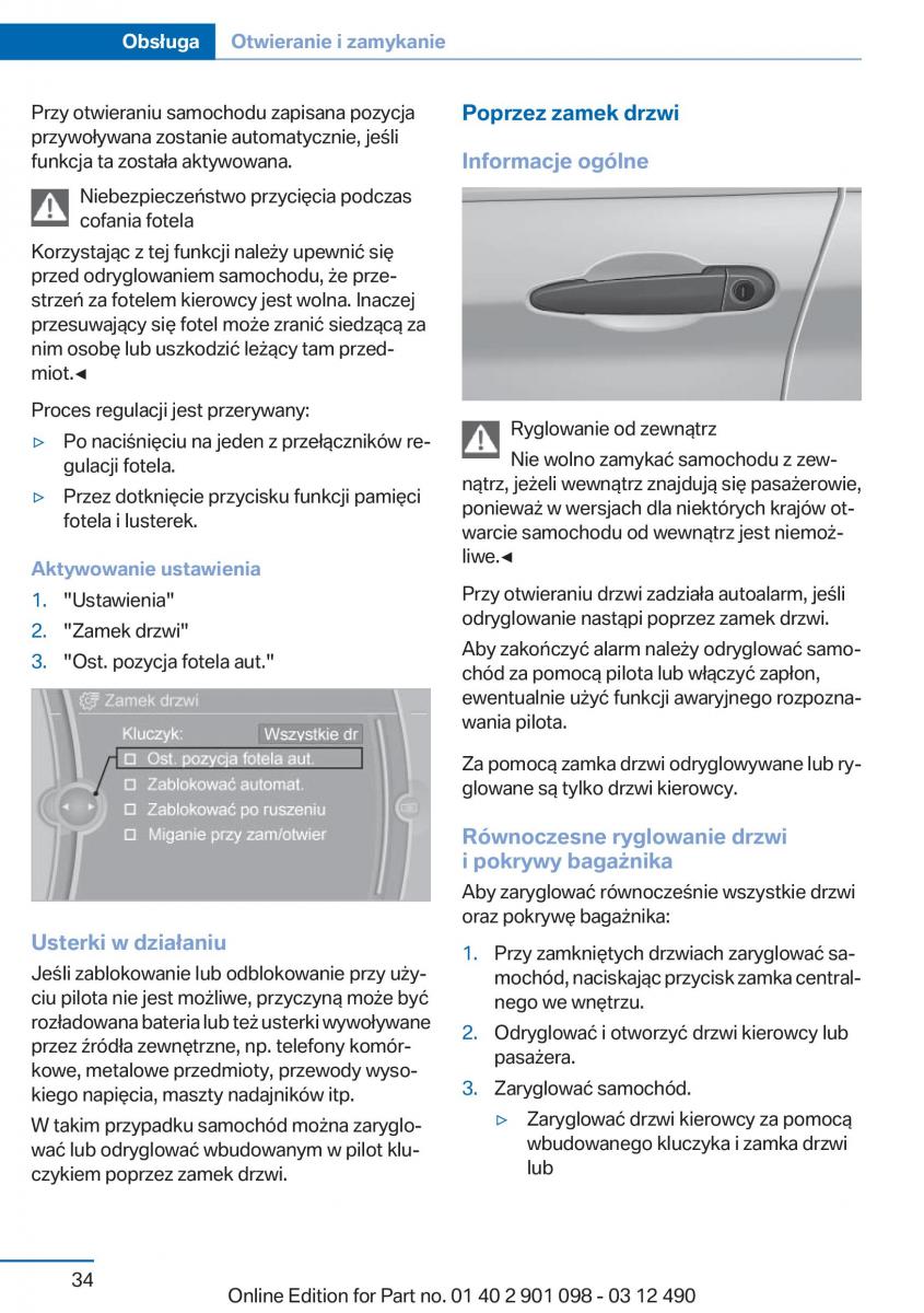 BMW 3 F30 instrukcja obslugi / page 34