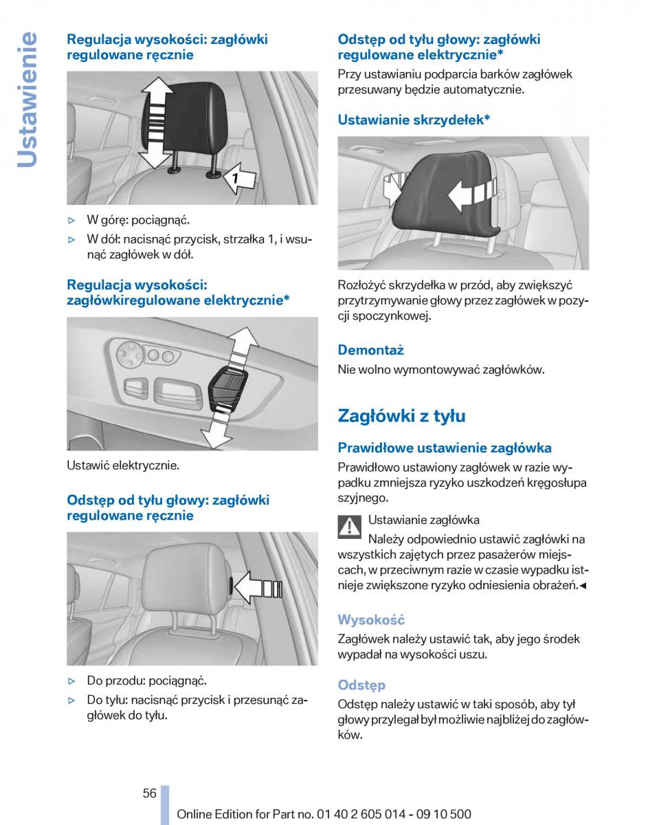 BMW 5 F07 GT Gran Turismo instrukcja obslugi / page 56