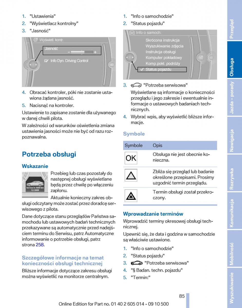 BMW 5 F07 GT Gran Turismo instrukcja obslugi / page 85