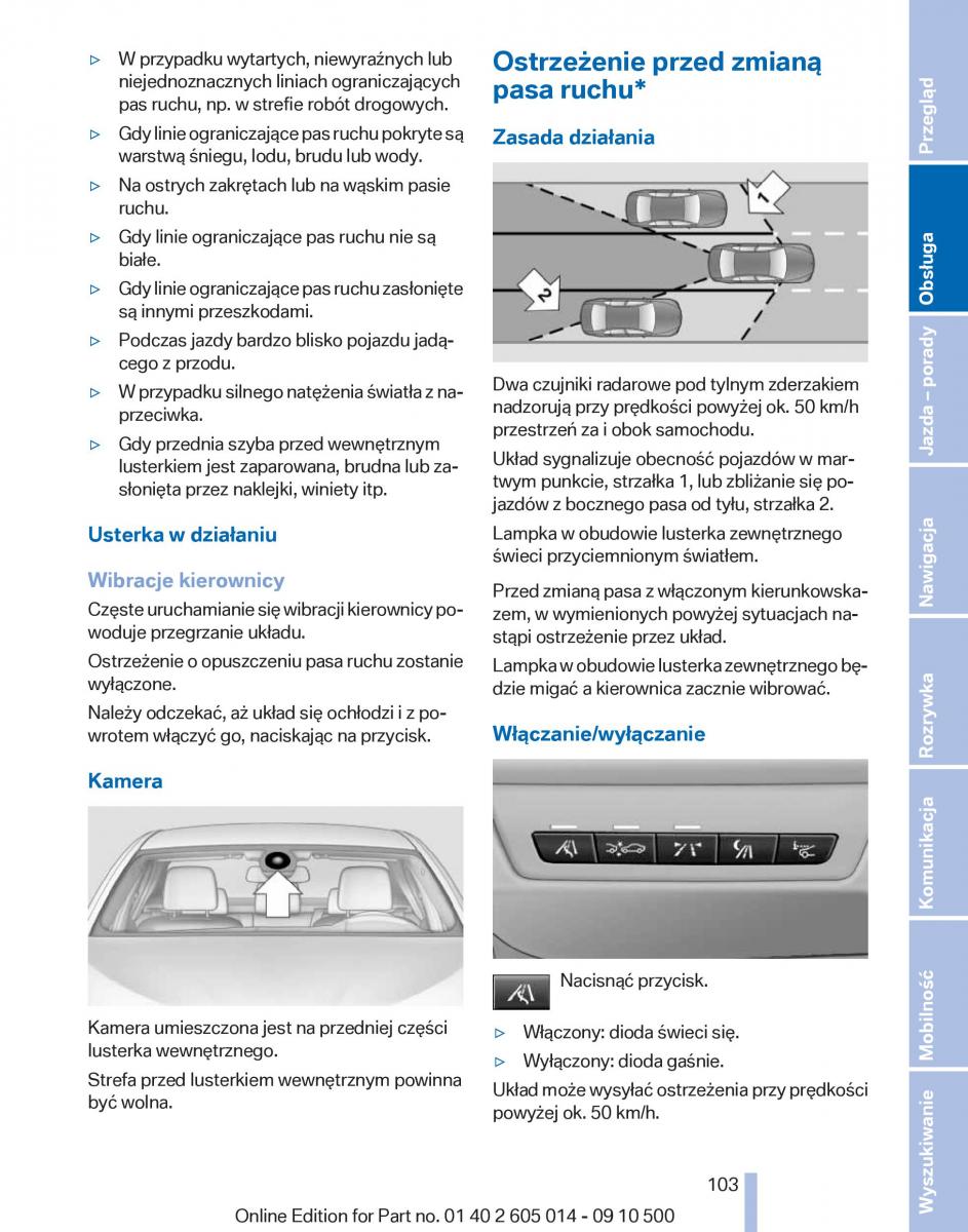 BMW 5 F07 GT Gran Turismo instrukcja obslugi / page 103