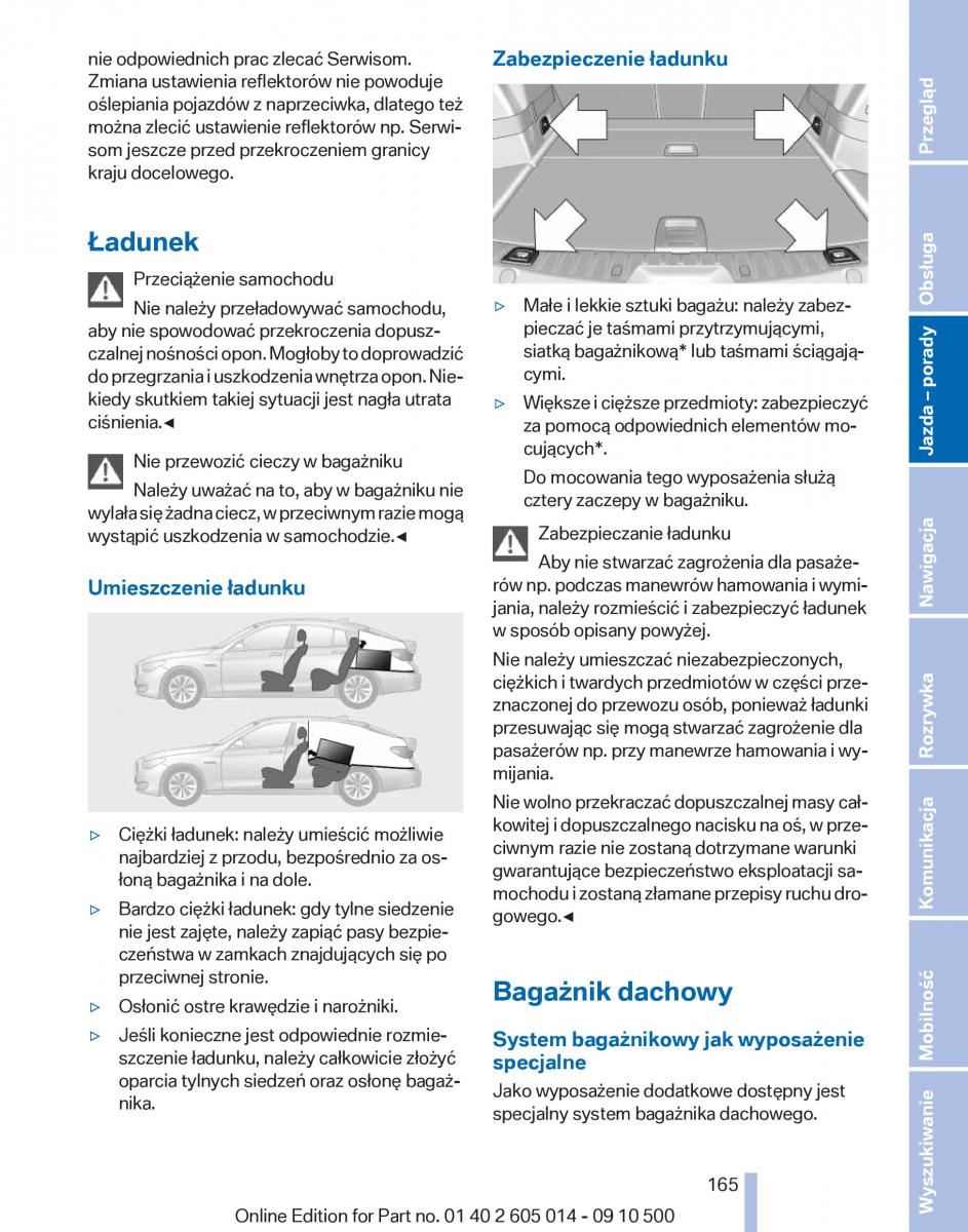 BMW 5 F07 GT Gran Turismo instrukcja obslugi / page 165