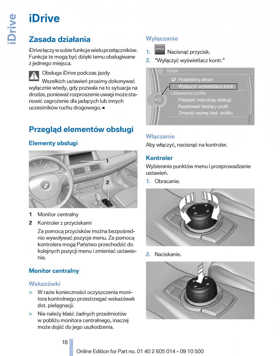 BMW 5 F07 GT Gran Turismo instrukcja obslugi / page 18