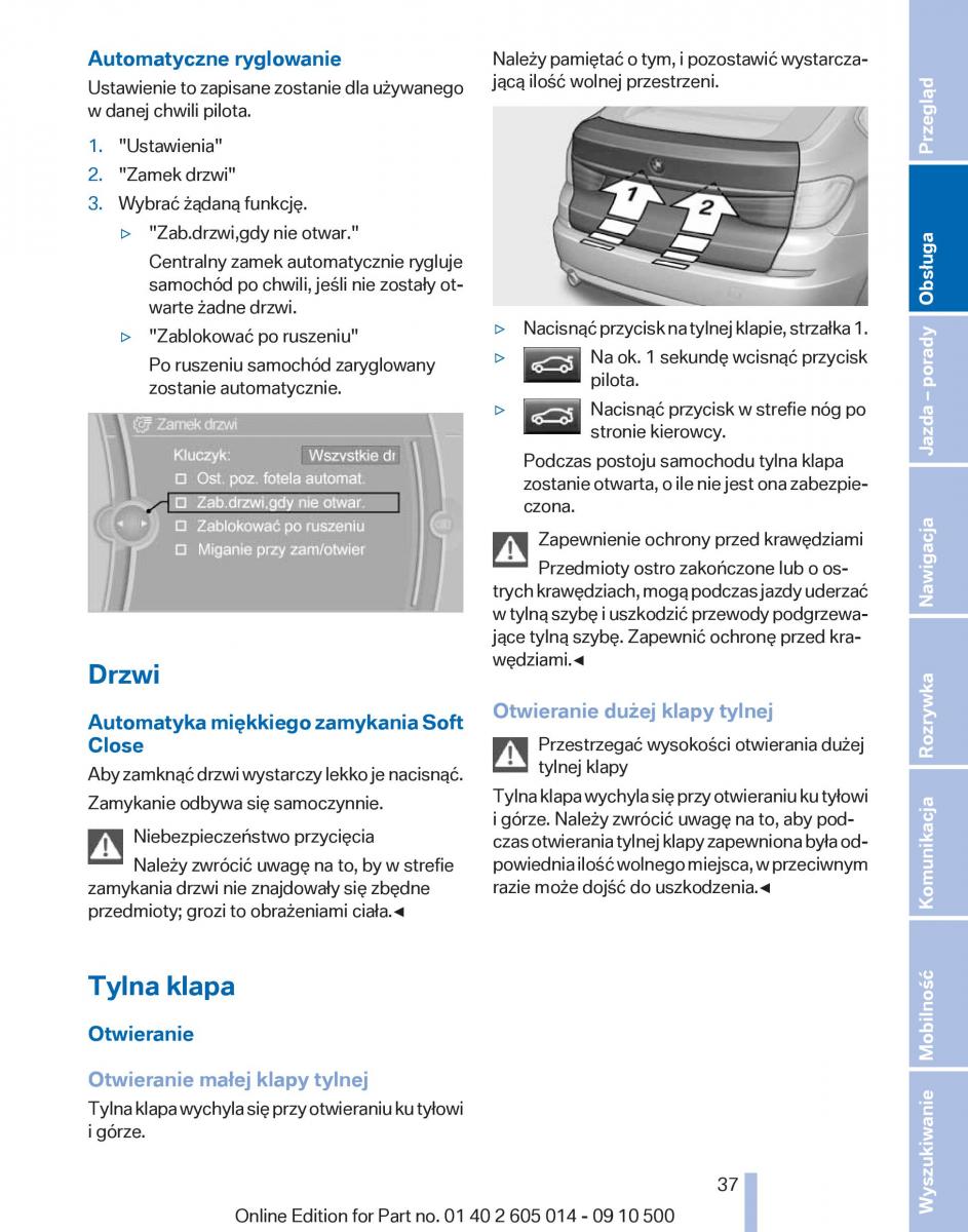 BMW 5 F07 GT Gran Turismo instrukcja obslugi / page 37
