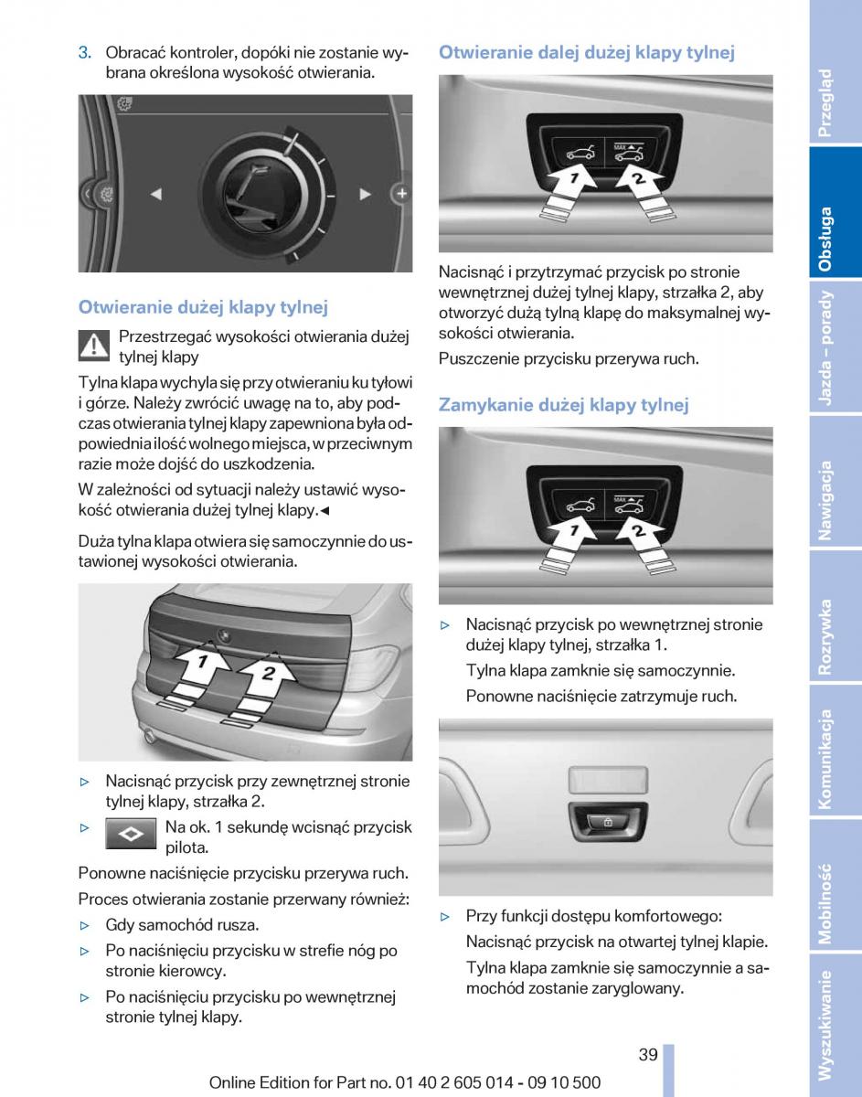 BMW 5 F07 GT Gran Turismo instrukcja obslugi / page 39