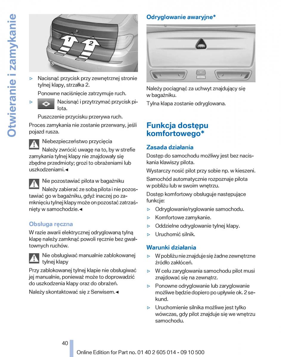 BMW 5 F07 GT Gran Turismo instrukcja obslugi / page 40