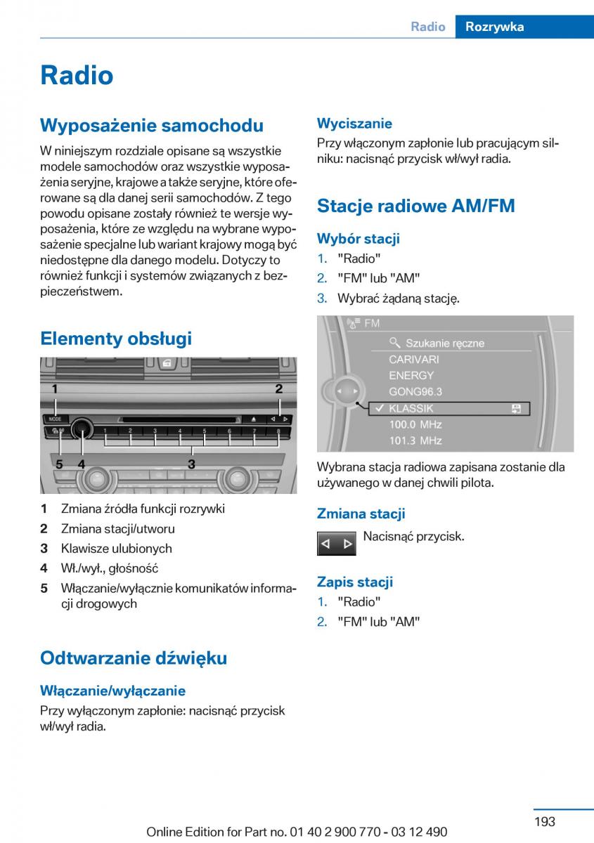 BMW 6 F13 Coupe instrukcja obslugi / page 193