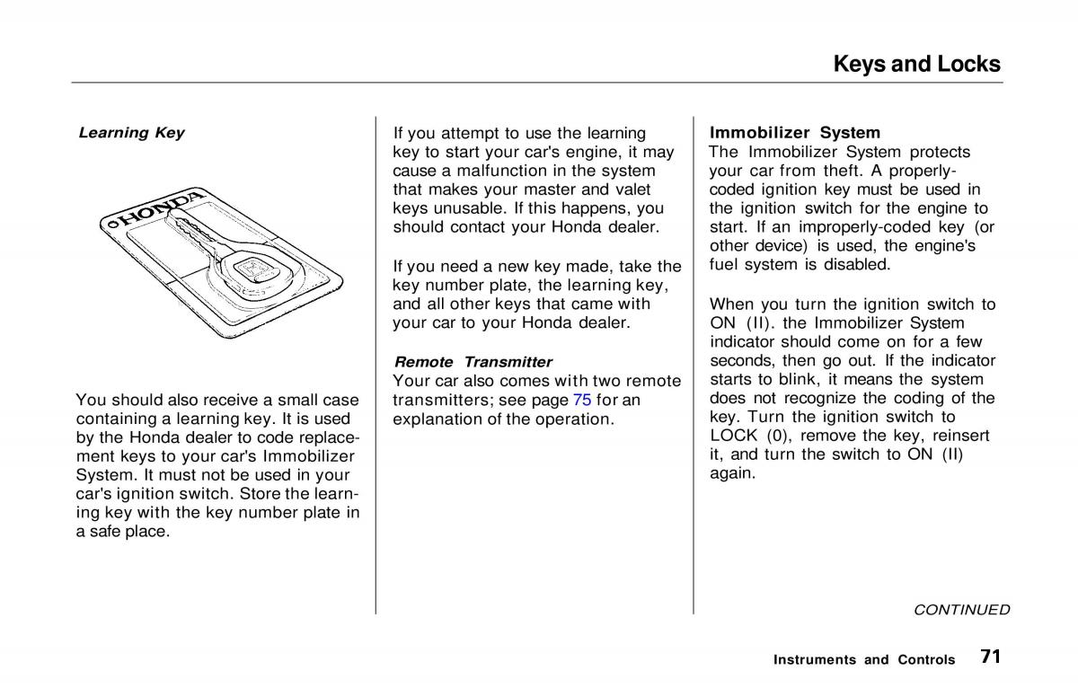 manual  Honda Prelude V 5 owners manual / page 72