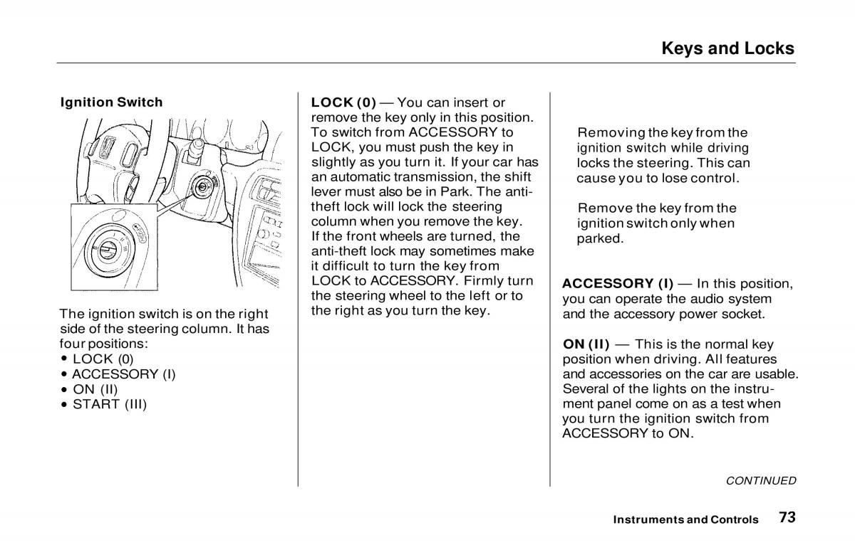 manual  Honda Prelude V 5 owners manual / page 74