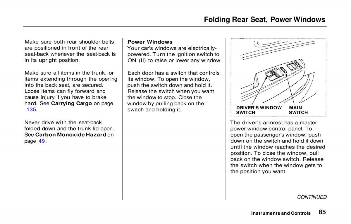 manual  Honda Prelude V 5 owners manual / page 86