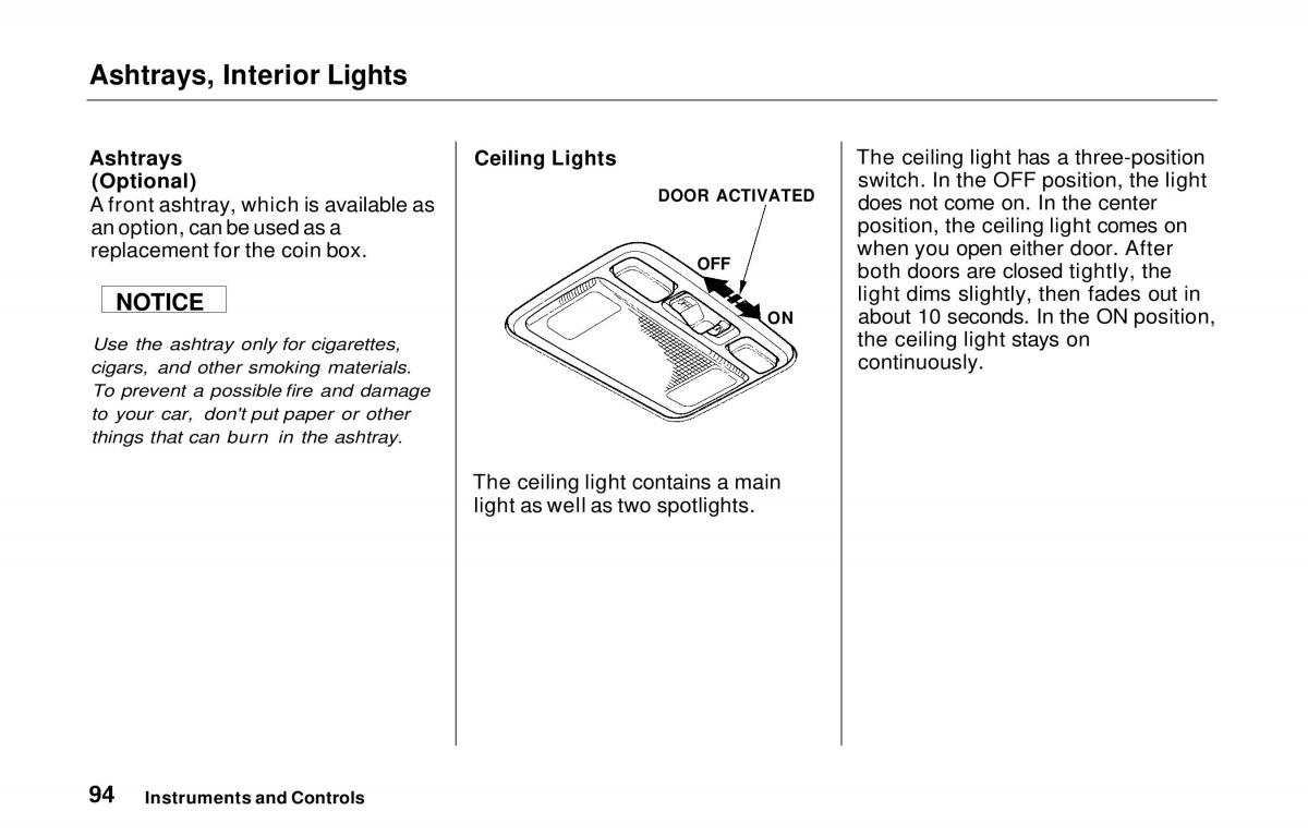 manual  Honda Prelude V 5 owners manual / page 95