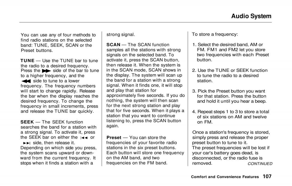 manual  Honda Prelude V 5 owners manual / page 107