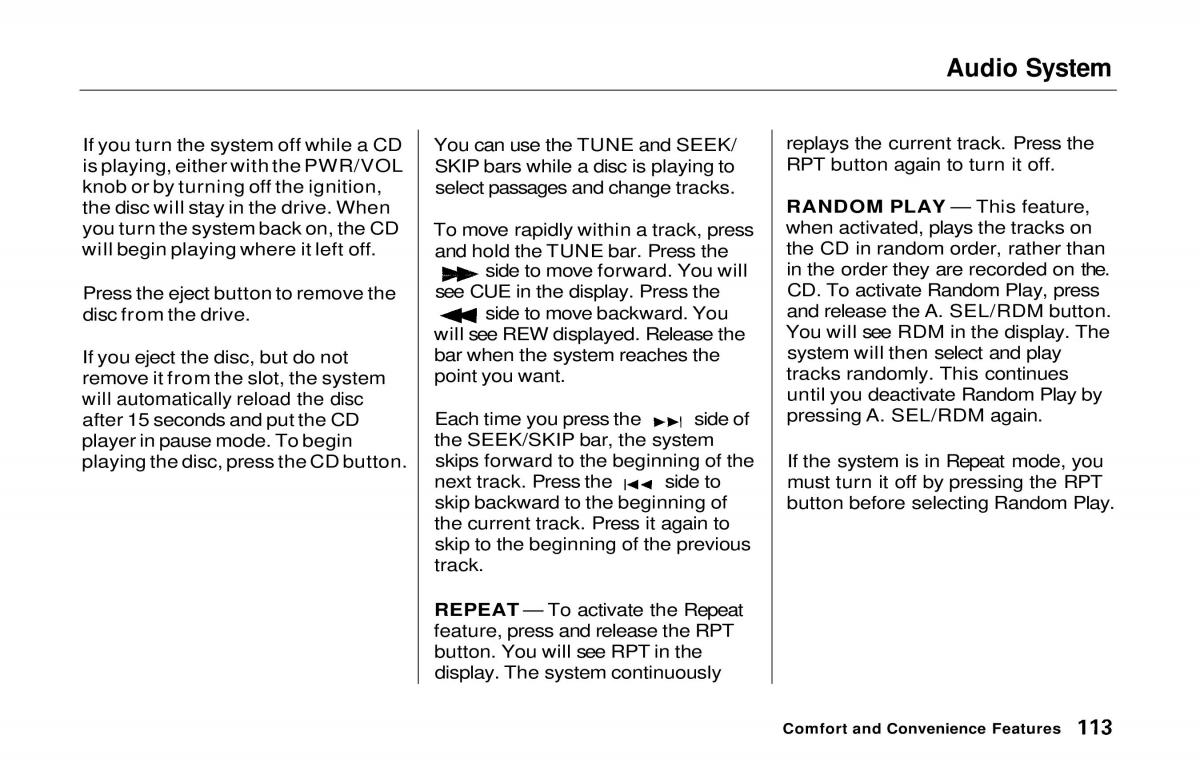 manual  Honda Prelude V 5 owners manual / page 113