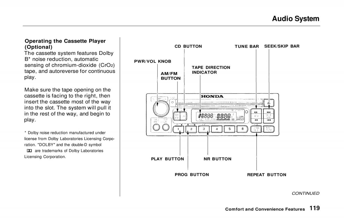 manual  Honda Prelude V 5 owners manual / page 119