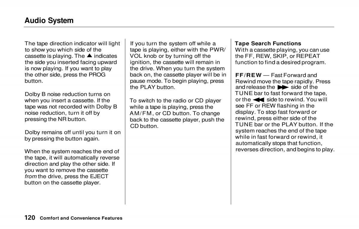 manual  Honda Prelude V 5 owners manual / page 120