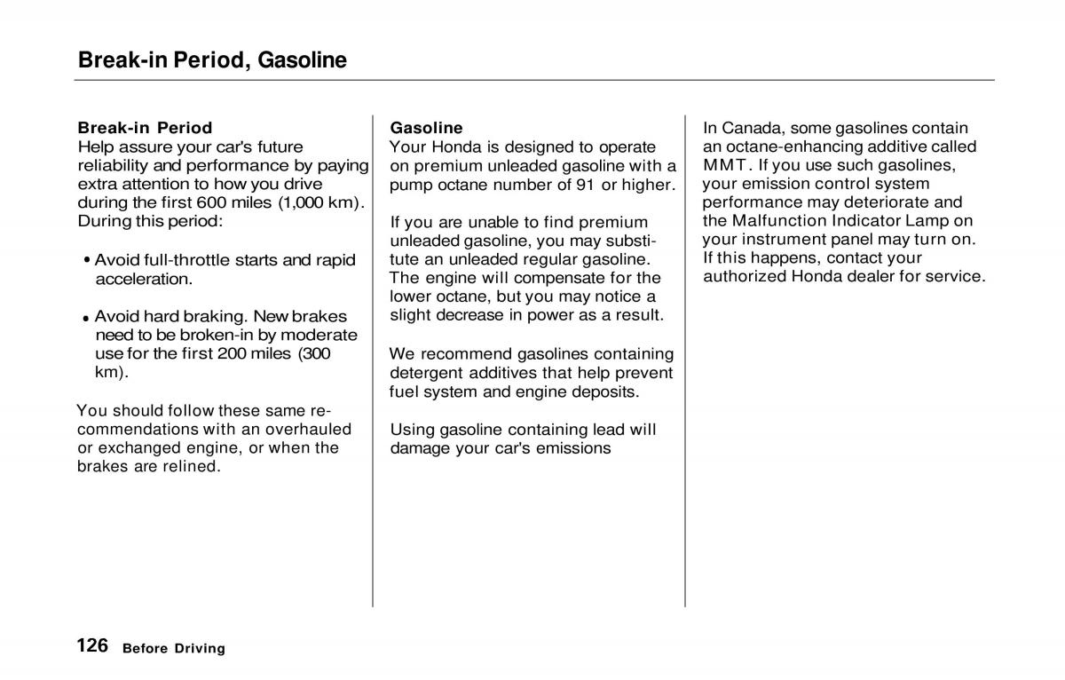 manual  Honda Prelude V 5 owners manual / page 125