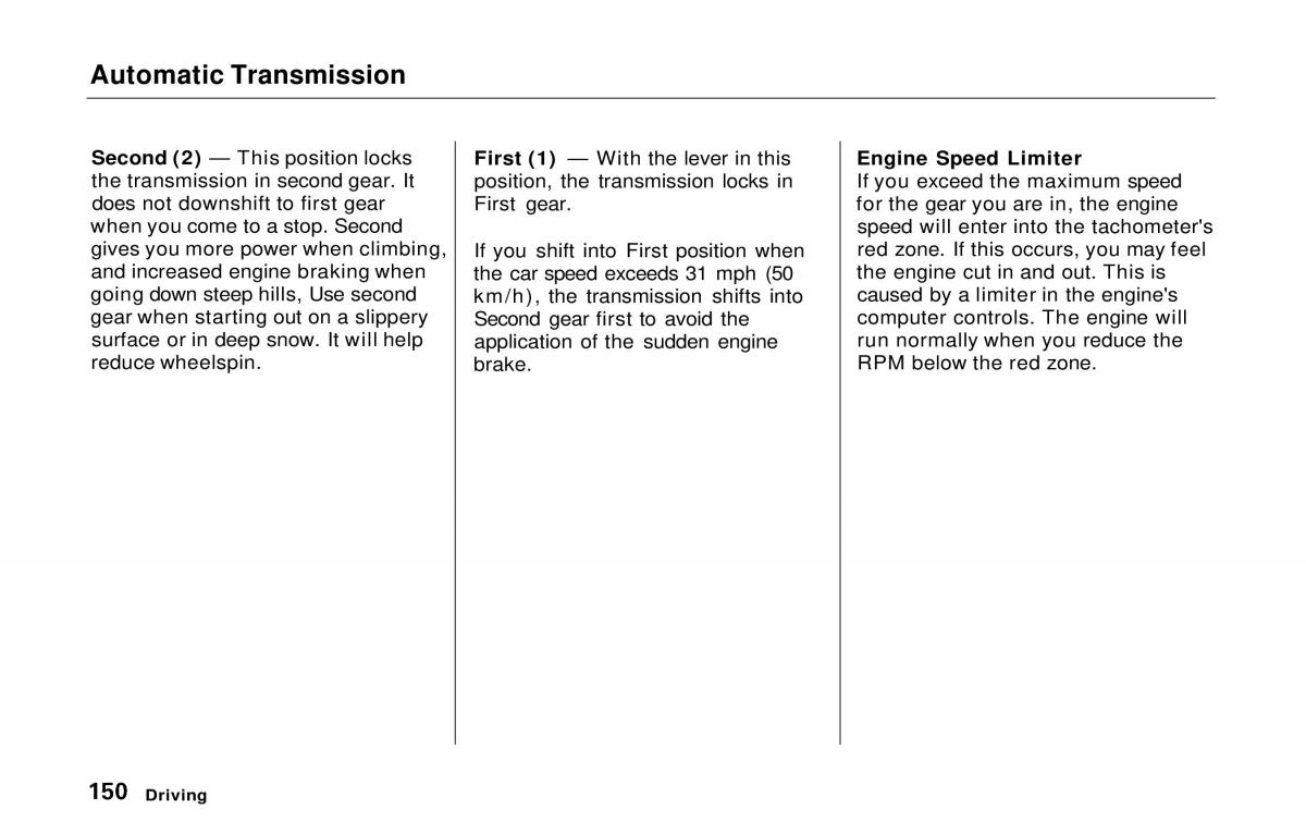 manual  Honda Prelude V 5 owners manual / page 148