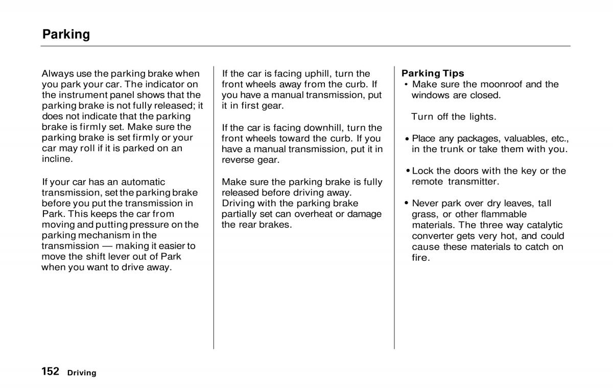 manual  Honda Prelude V 5 owners manual / page 150