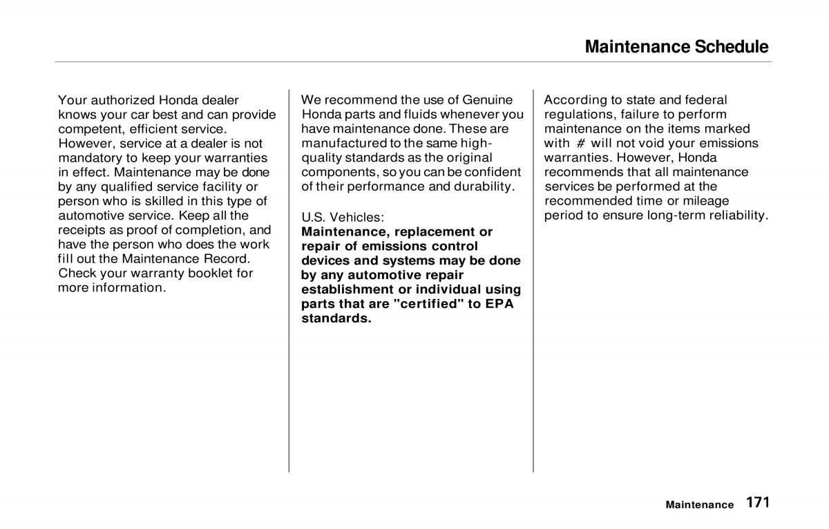 manual  Honda Prelude V 5 owners manual / page 168