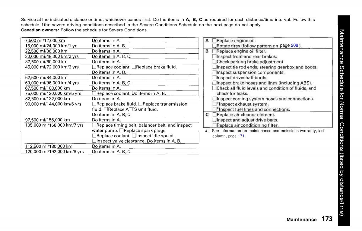 manual  Honda Prelude V 5 owners manual / page 170