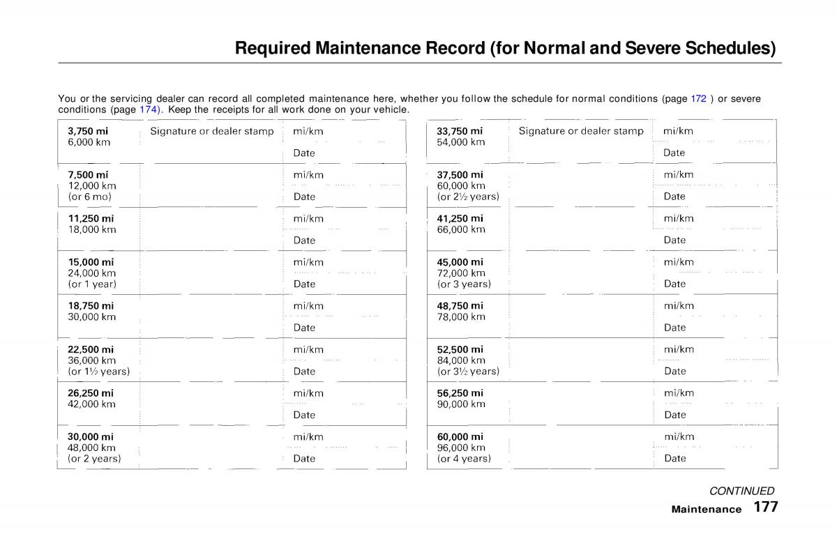 manual  Honda Prelude V 5 owners manual / page 174