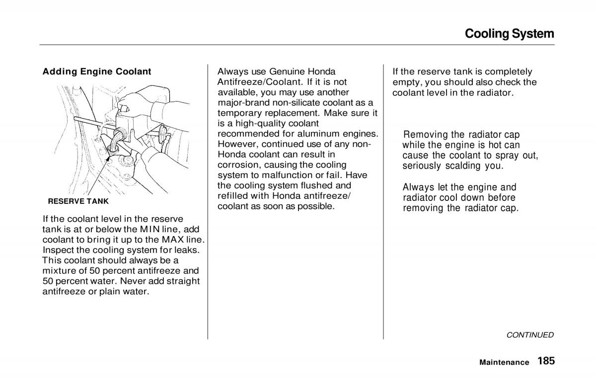 manual  Honda Prelude V 5 owners manual / page 182