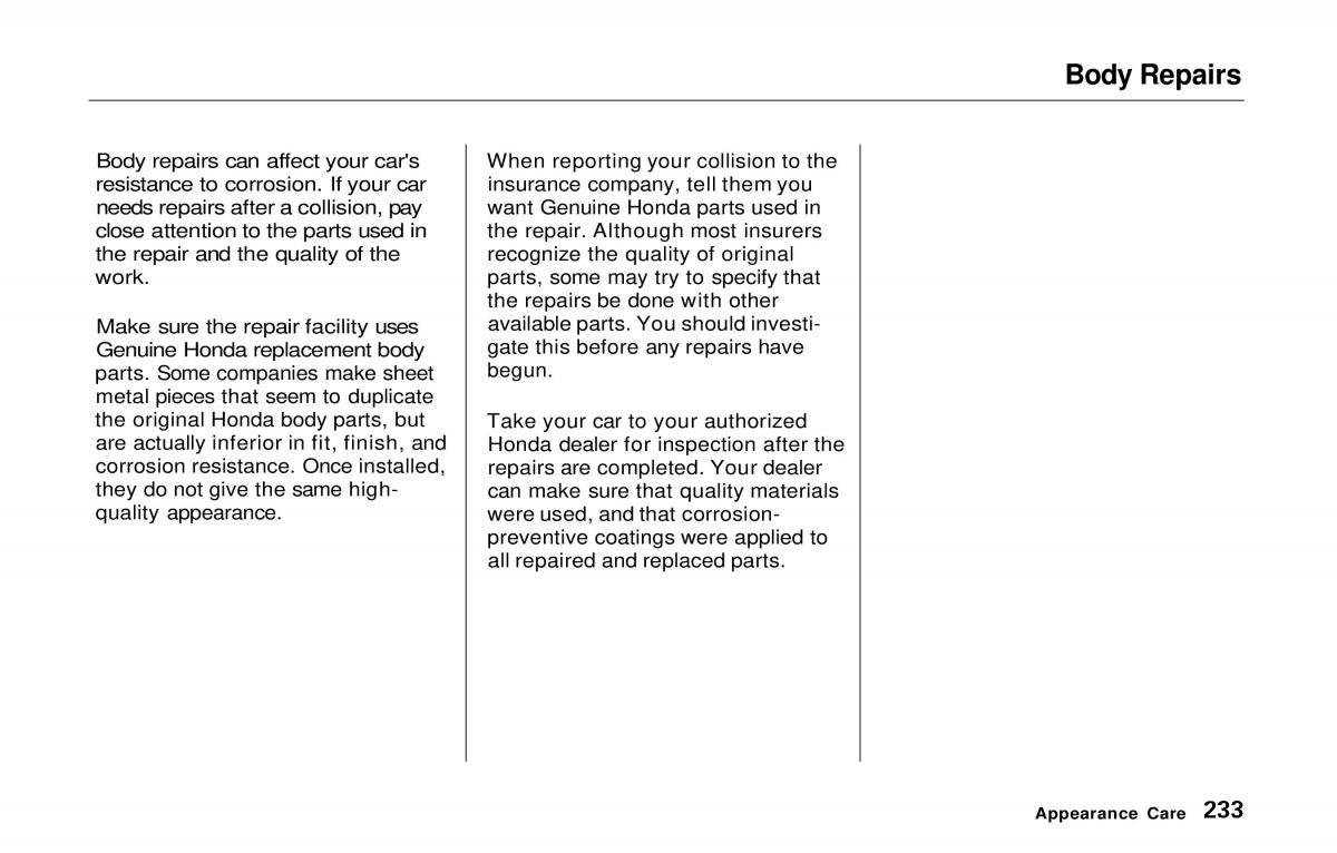 manual  Honda Prelude V 5 owners manual / page 229