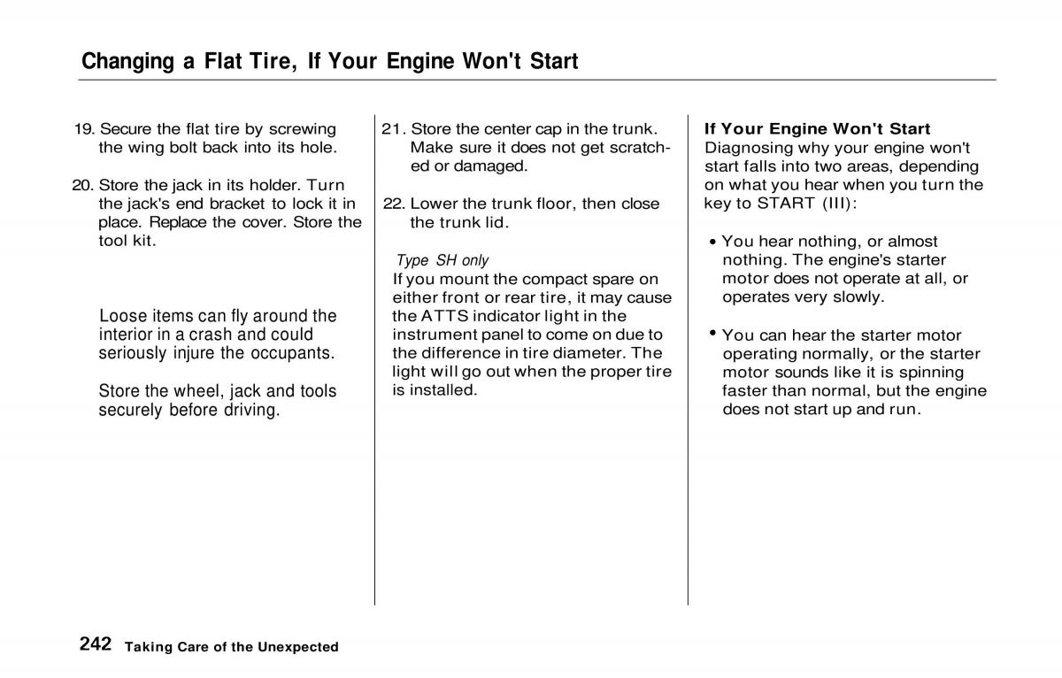 manual  Honda Prelude V 5 owners manual / page 237