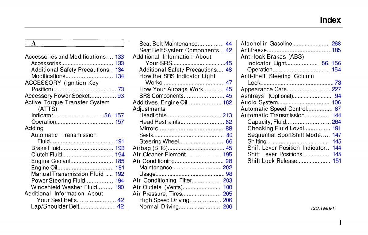 manual  Honda Prelude V 5 owners manual / page 275