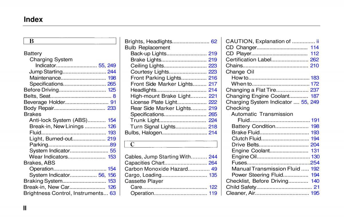 manual  Honda Prelude V 5 owners manual / page 276