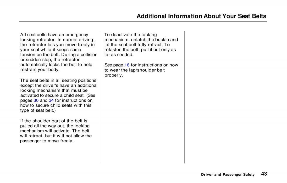 manual  Honda Prelude V 5 owners manual / page 44