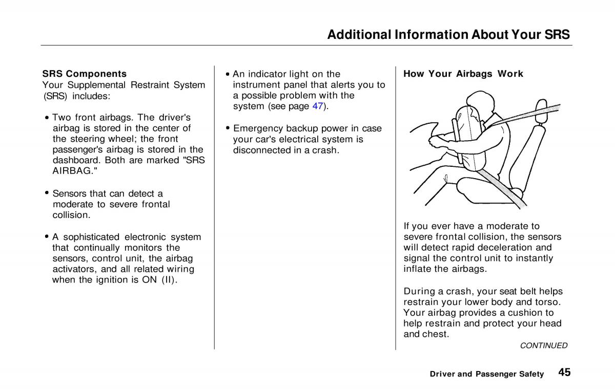 manual  Honda Prelude V 5 owners manual / page 46