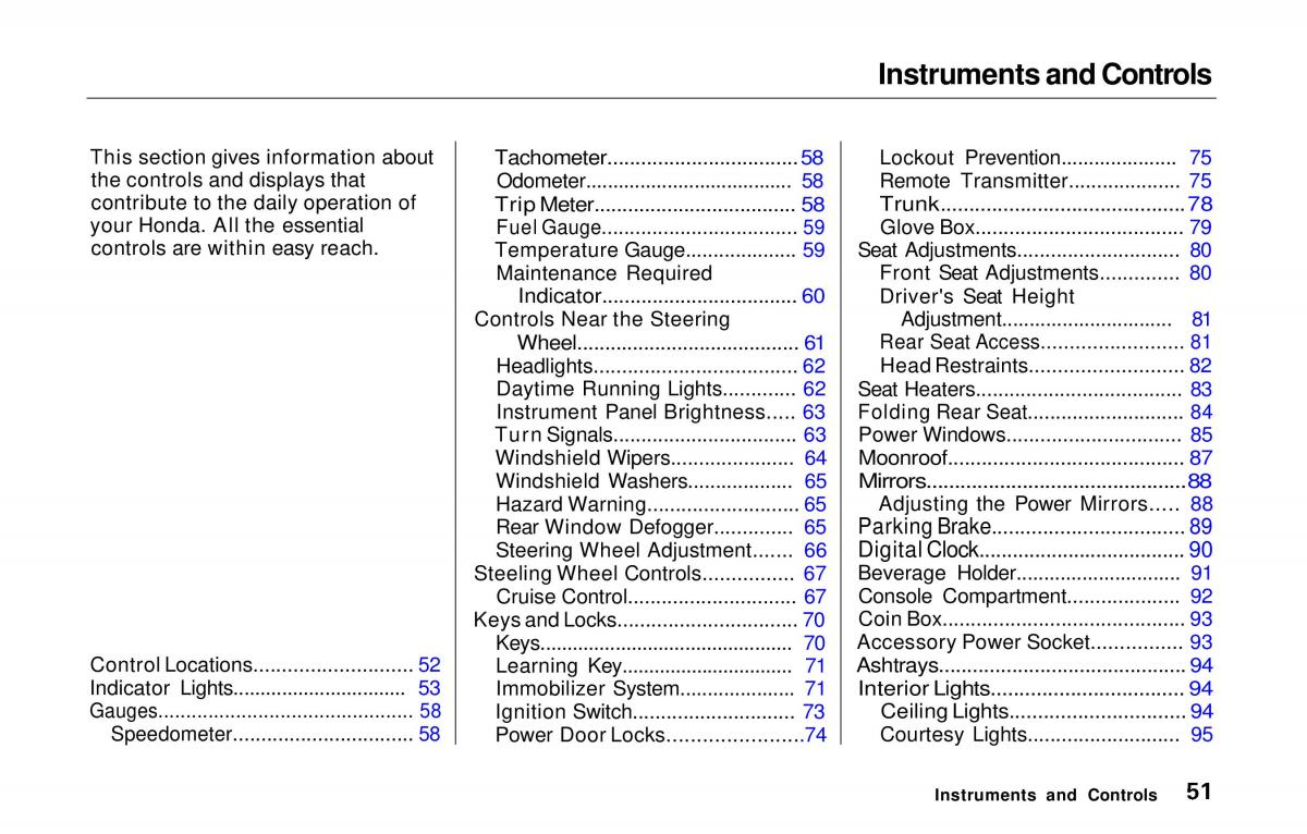 manual  Honda Prelude V 5 owners manual / page 52