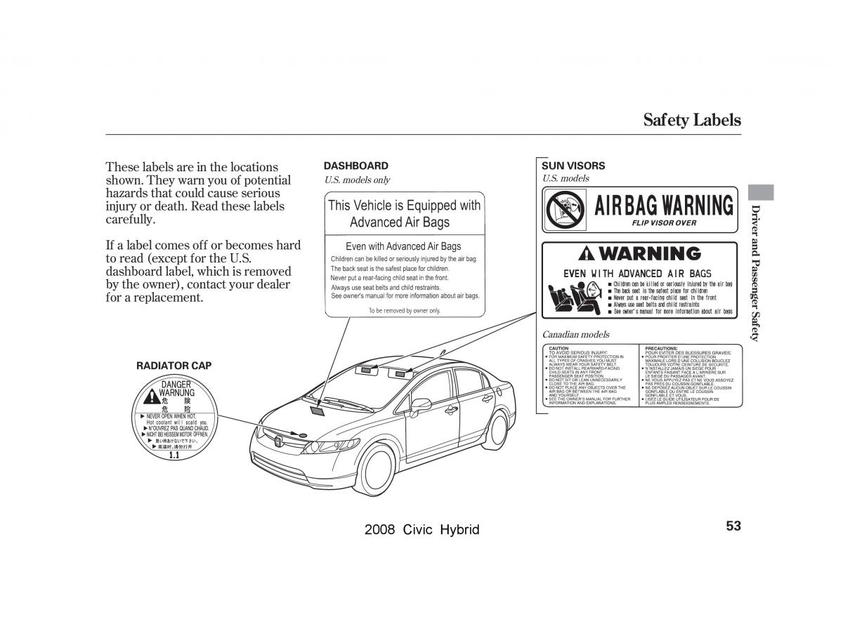 Honda Civic Hybrid VIII 8 owners manual / page 56