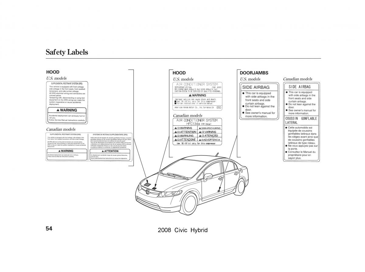 Honda Civic Hybrid VIII 8 owners manual / page 57