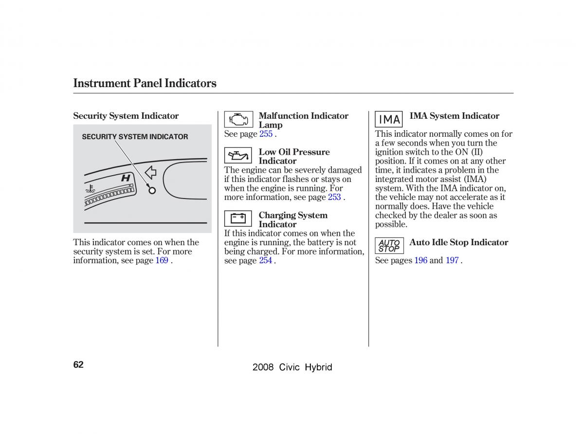 Honda Civic Hybrid VIII 8 owners manual / page 65