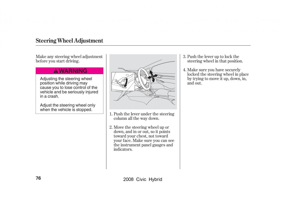 Honda Civic Hybrid VIII 8 owners manual / page 79