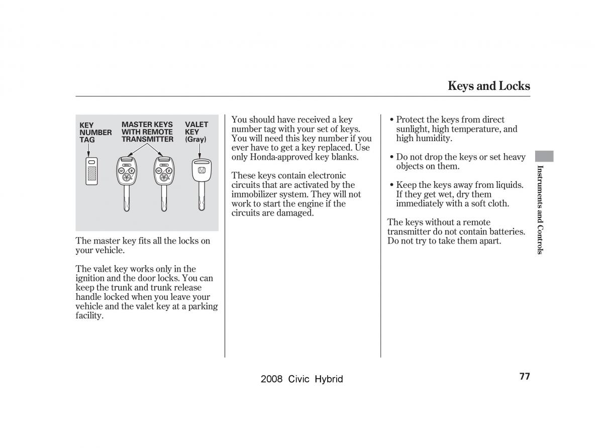 Honda Civic Hybrid VIII 8 owners manual / page 80