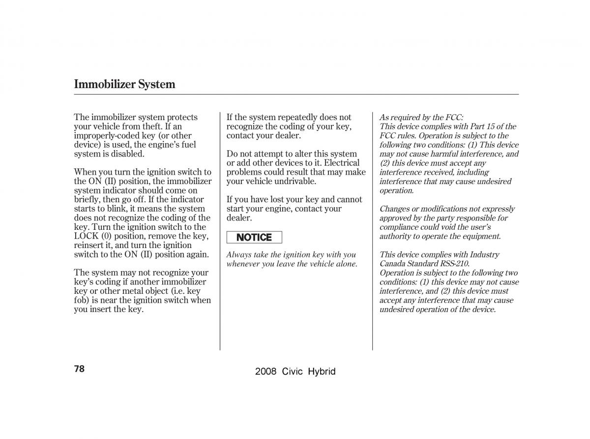 Honda Civic Hybrid VIII 8 owners manual / page 81