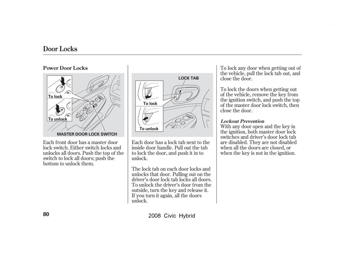 Honda Civic Hybrid VIII 8 owners manual / page 83