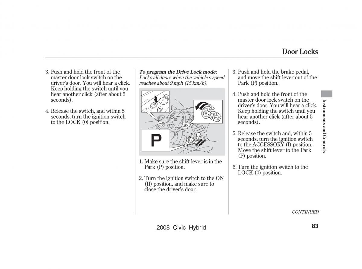 Honda Civic Hybrid VIII 8 owners manual / page 86