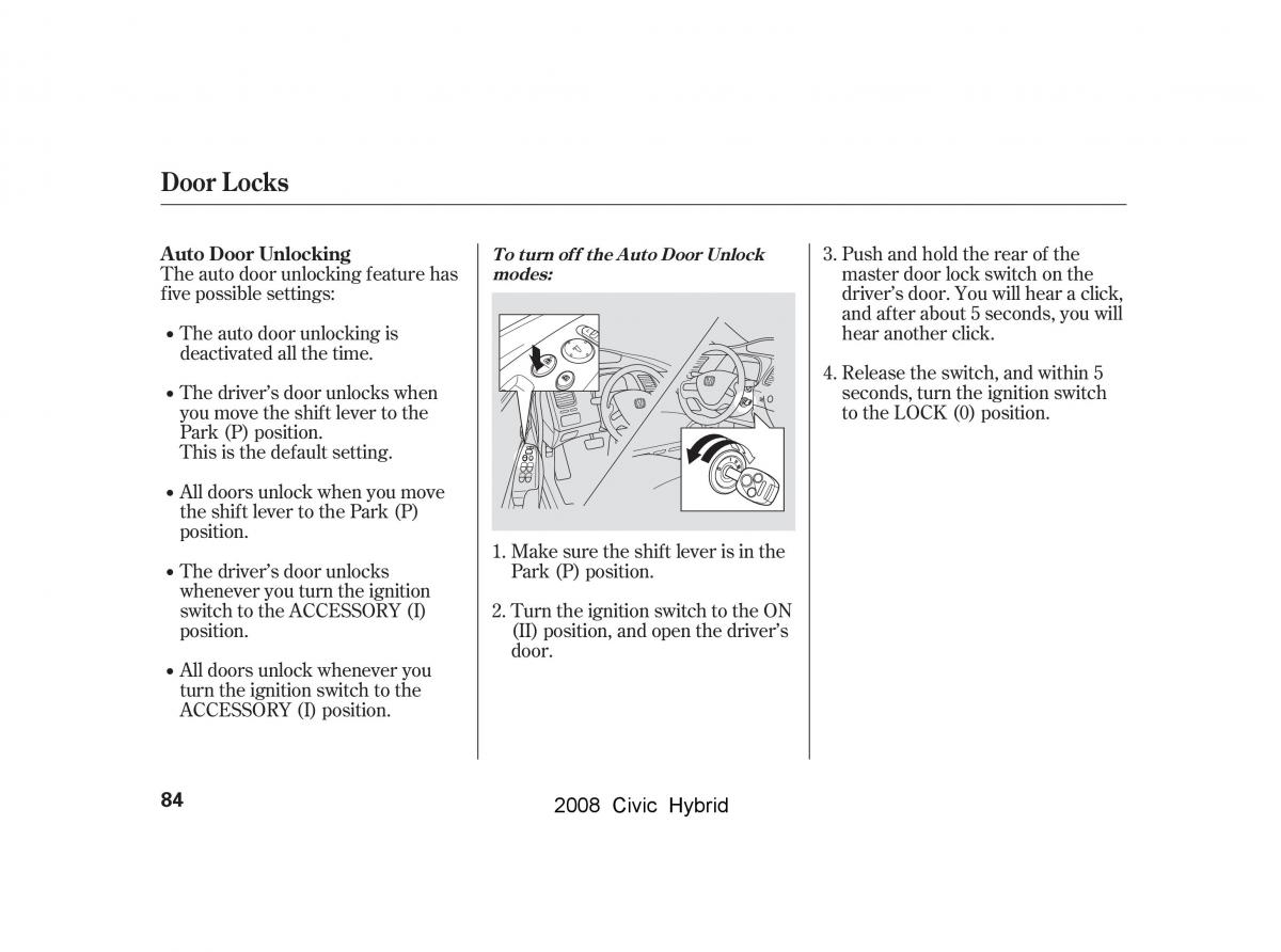 Honda Civic Hybrid VIII 8 owners manual / page 87