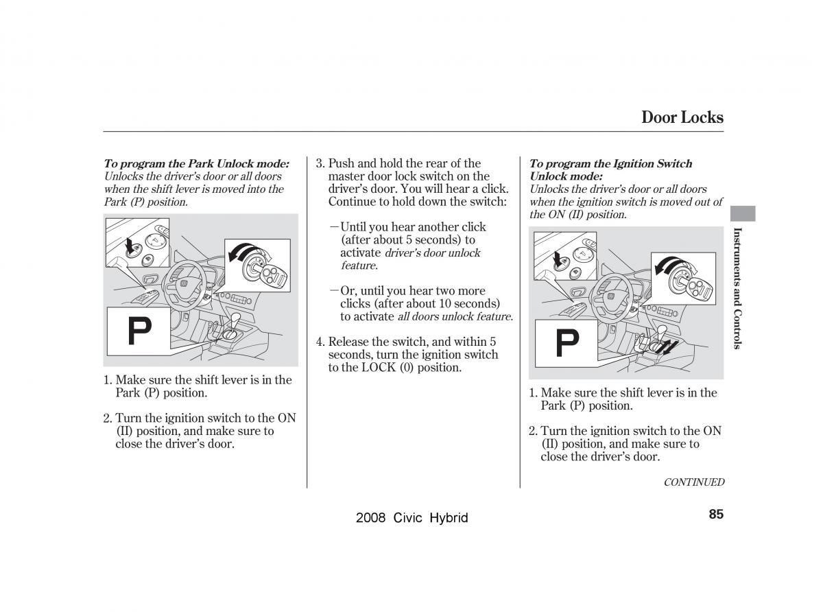 Honda Civic Hybrid VIII 8 owners manual / page 88