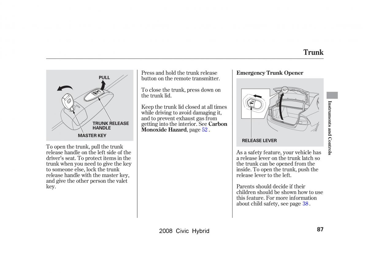 Honda Civic Hybrid VIII 8 owners manual / page 90